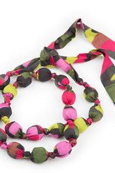 Paint Mosaic Silk Bamboo Bead Necklace 4