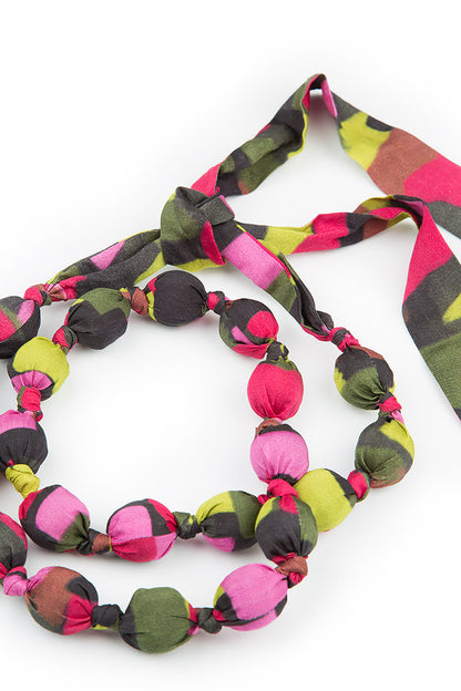 Paint Mosaic Silk Bamboo Bead Necklace 4