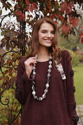 Off White Paintwave Silk Bamboo Bead Necklace 6