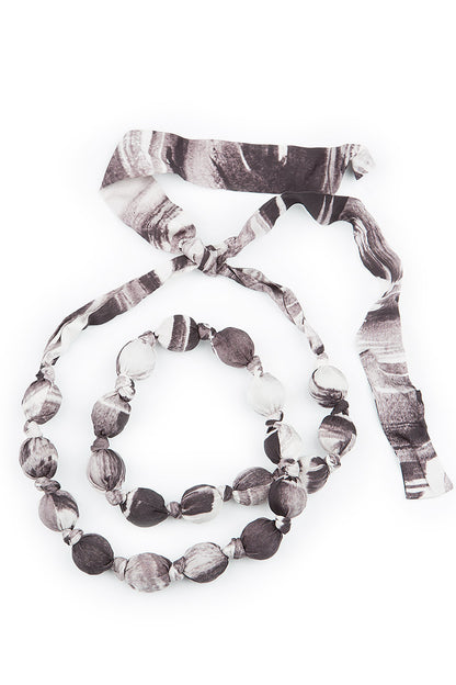 Off White Paintwave Silk Bamboo Bead Necklace 4