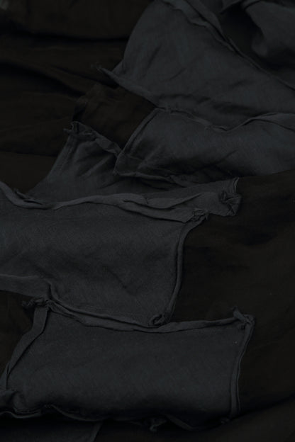 Patch Décor Black Silk Chiffon Shirt 5