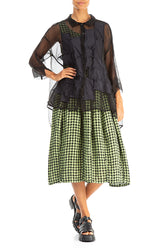 Patch Décor Black Silk Chiffon Shirt 4