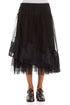 Patch Décor Black Silk Chiffon Skirt 1