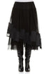 Patch Décor Black Silk Chiffon Skirt 1