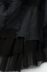 Patch Décor Black Silk Chiffon Skirt 6