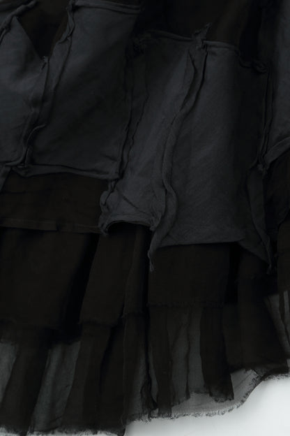 Patch Décor Black Silk Chiffon Skirt 6