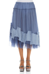 Patch Décor Blue Nova Silk Chiffon Skirt 1