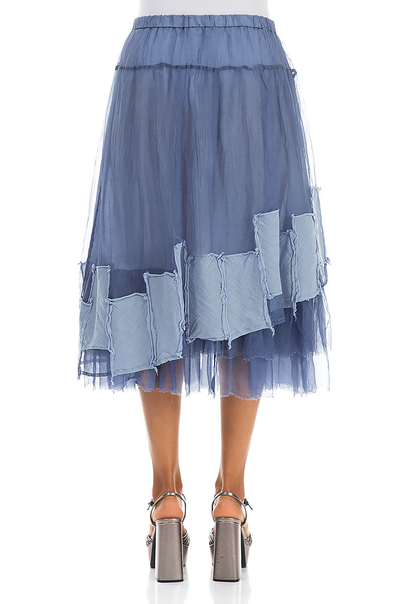 Patch Décor Blue Nova Silk Chiffon Skirt 2