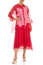Patch Décor Raspberry Silk Chiffon Shirt 4