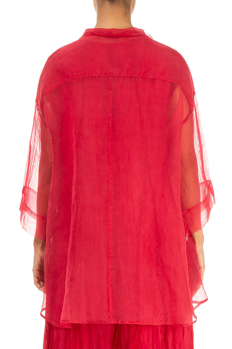 Patch Décor Raspberry Silk Chiffon Shirt 2