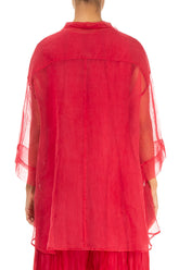 Patch Décor Raspberry Silk Chiffon Shirt 2