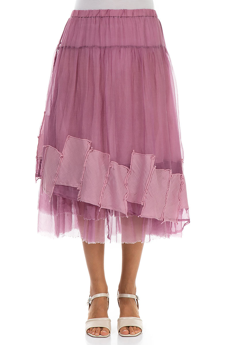 Patch Décor Mauve Taupe Silk Chiffon Skirt 1