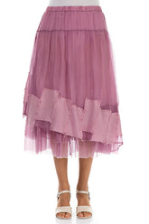 Patch Décor Mauve Taupe Silk Chiffon Skirt 1