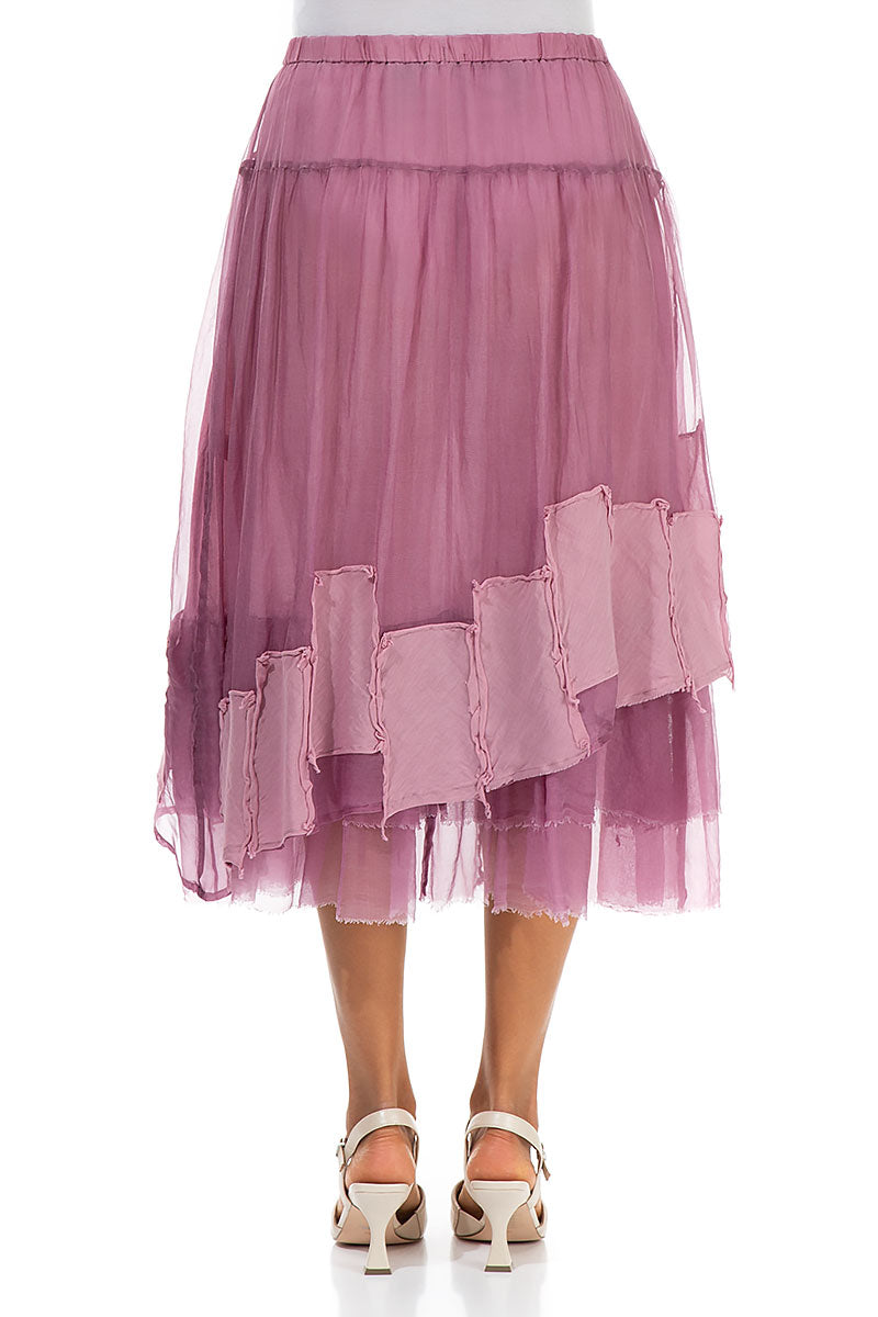 Patch Décor Mauve Taupe Silk Chiffon Skirt 2