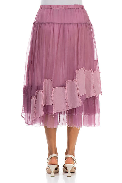 Patch Décor Mauve Taupe Silk Chiffon Skirt 2