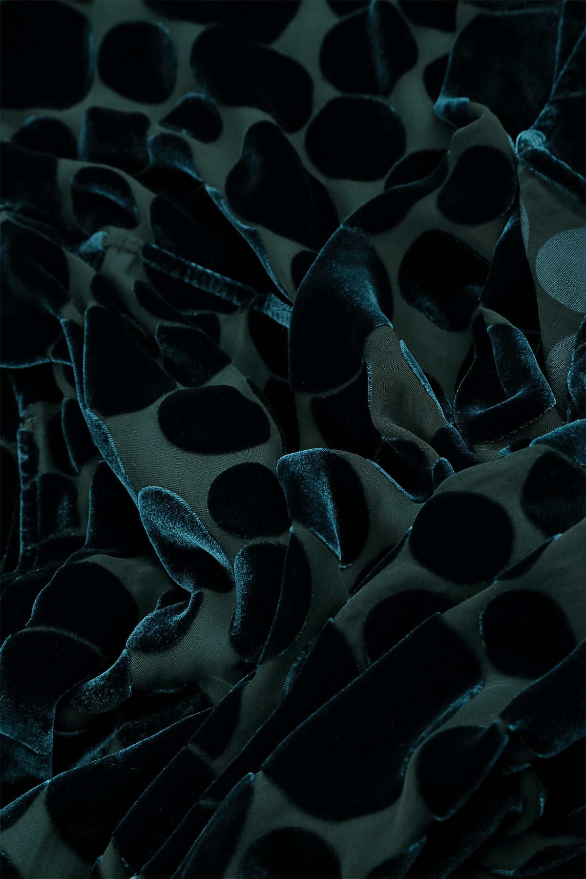 Peacock Devoré Bubbles Seidensamtkleid