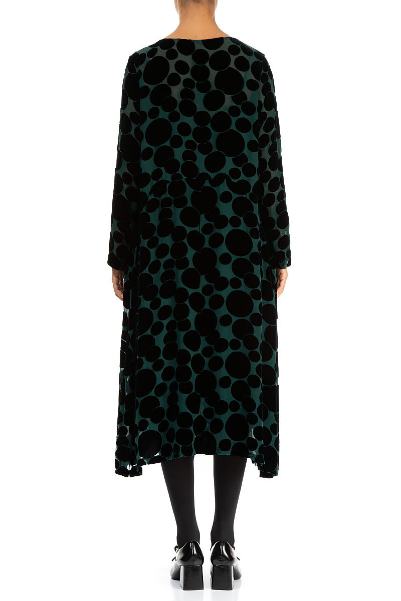 Peacock Devoré Bubbles Seidensamtkleid