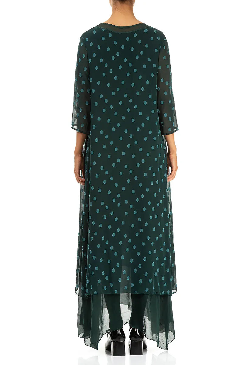 Peacock Dotty Silk Maxi Dress 2