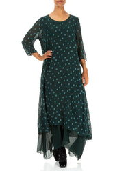 Peacock Dotty Silk Maxi Dress 4