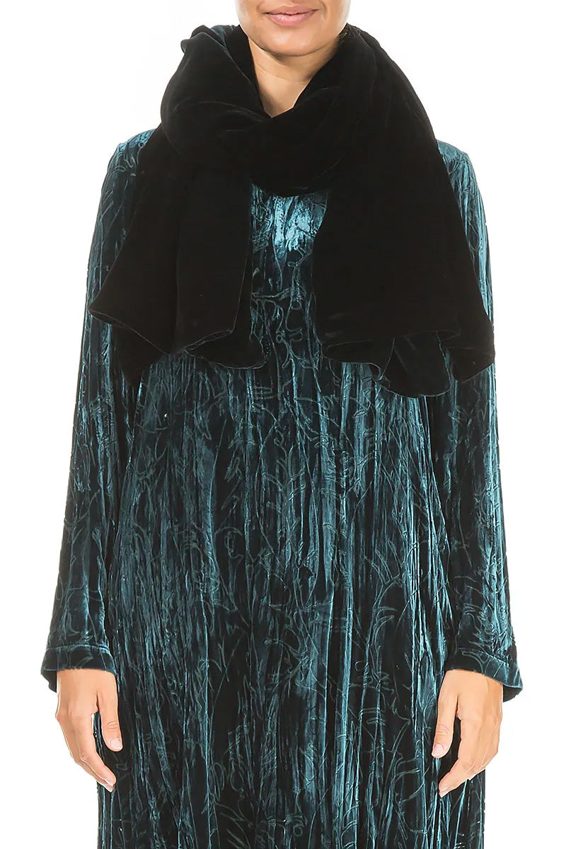 Écharpe en velours de soie double face à motif paon