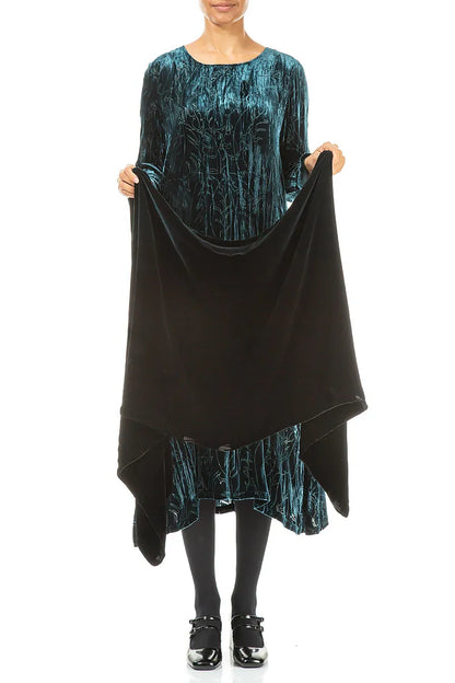 Doppelseitiger Seidensamtschal mit Pfauenmuster