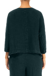 Peacock Mélange Linen Jacket Blouse 2