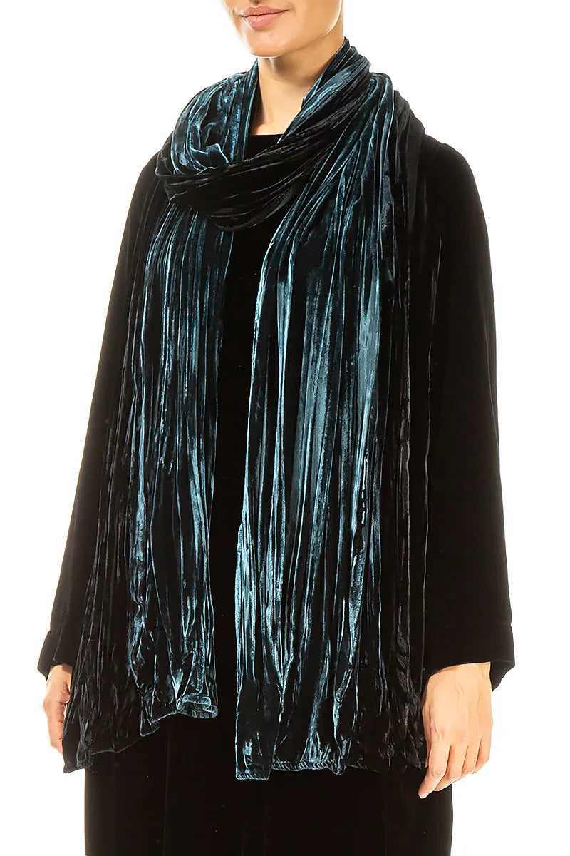 Peacock Ombré Silk Velvet Scarf 3