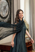 Peacock Crumpled Silk Chiffon Dress 1
