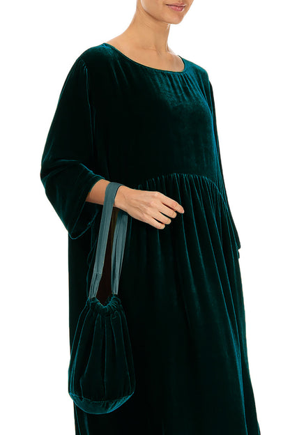 Peacock Silk Velvet Evening Hand Bag