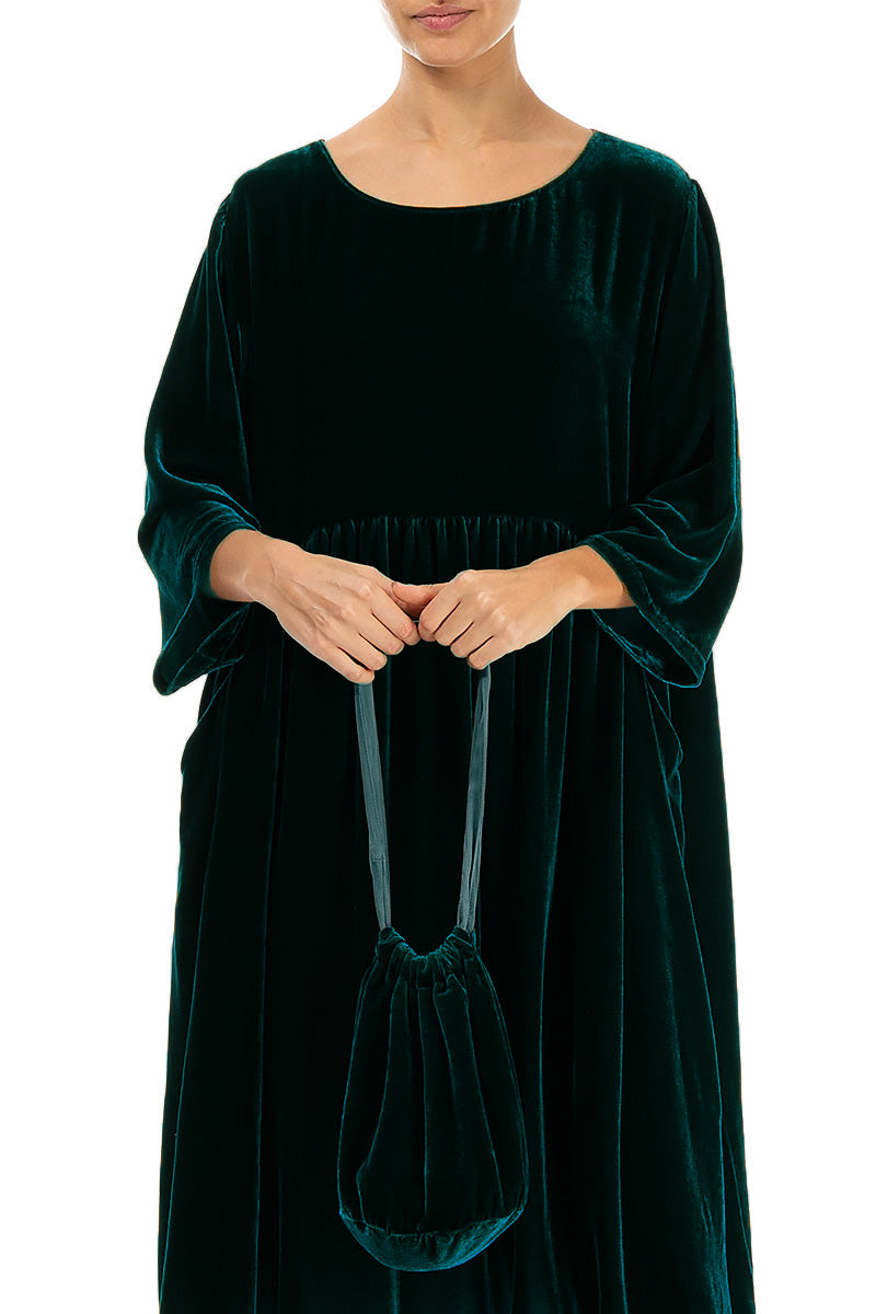 Peacock Silk Velvet Evening Hand Bag