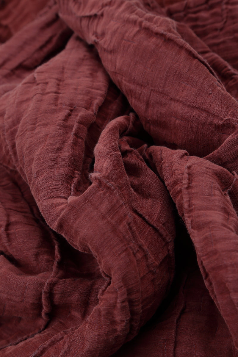 Pencil Crinkled Burgundy Silk Trousers 4