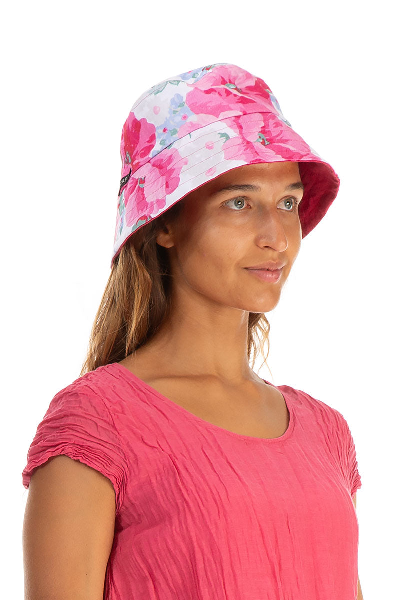 Peony Blossom Reversible Linen Bucket Hat 3