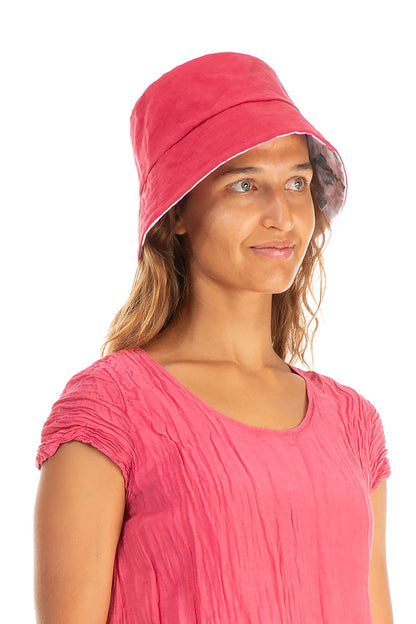 Peony Blossom Reversible Linen Bucket Hat 6