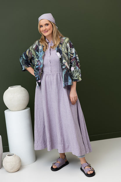 Peter Pan Collar Lilac Linen Dress 1