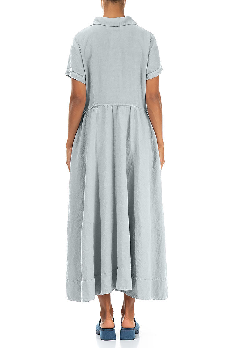 Peter Pan Collar Silver Grey Linen Dress 2