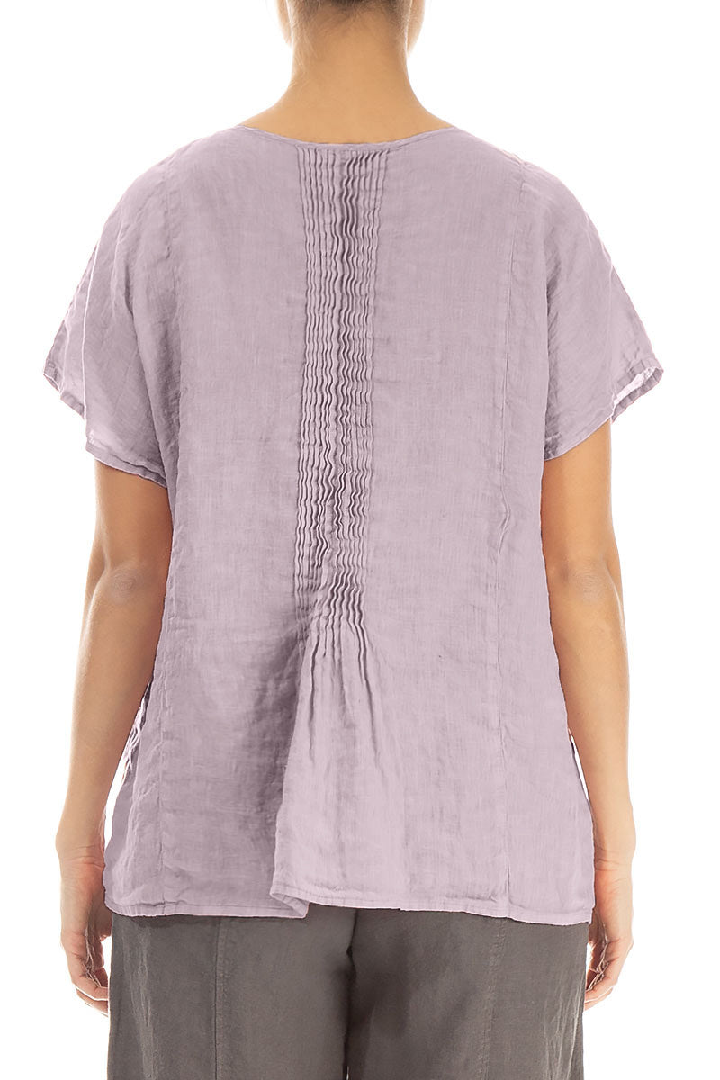 Pin-Tucked Lilac Linen Blouse 2