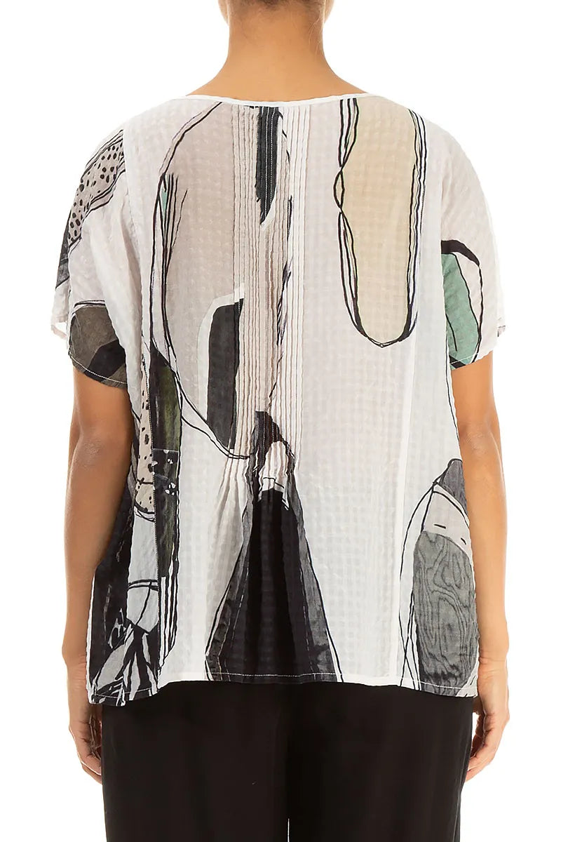 Pin Tucks Tumbled Stone Textured Silk Blouse 2