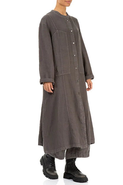 Veste en lin truffe Off-Dye Pin Décor