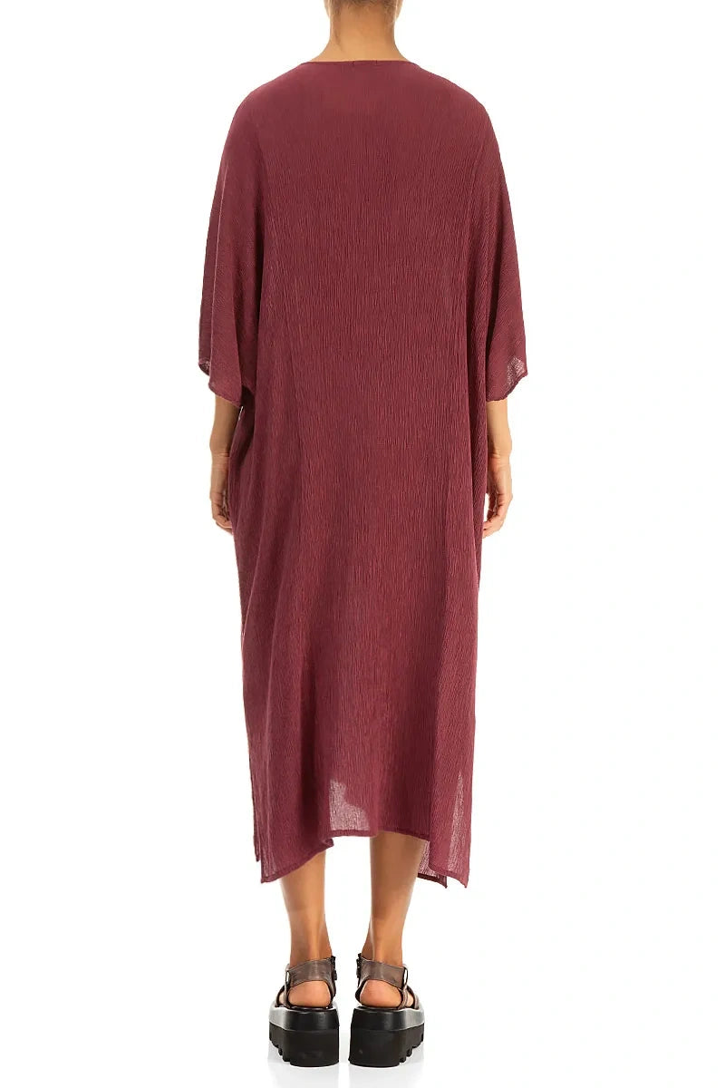 Pin Tucks Antique Ruby Silk Viscose Dress 2