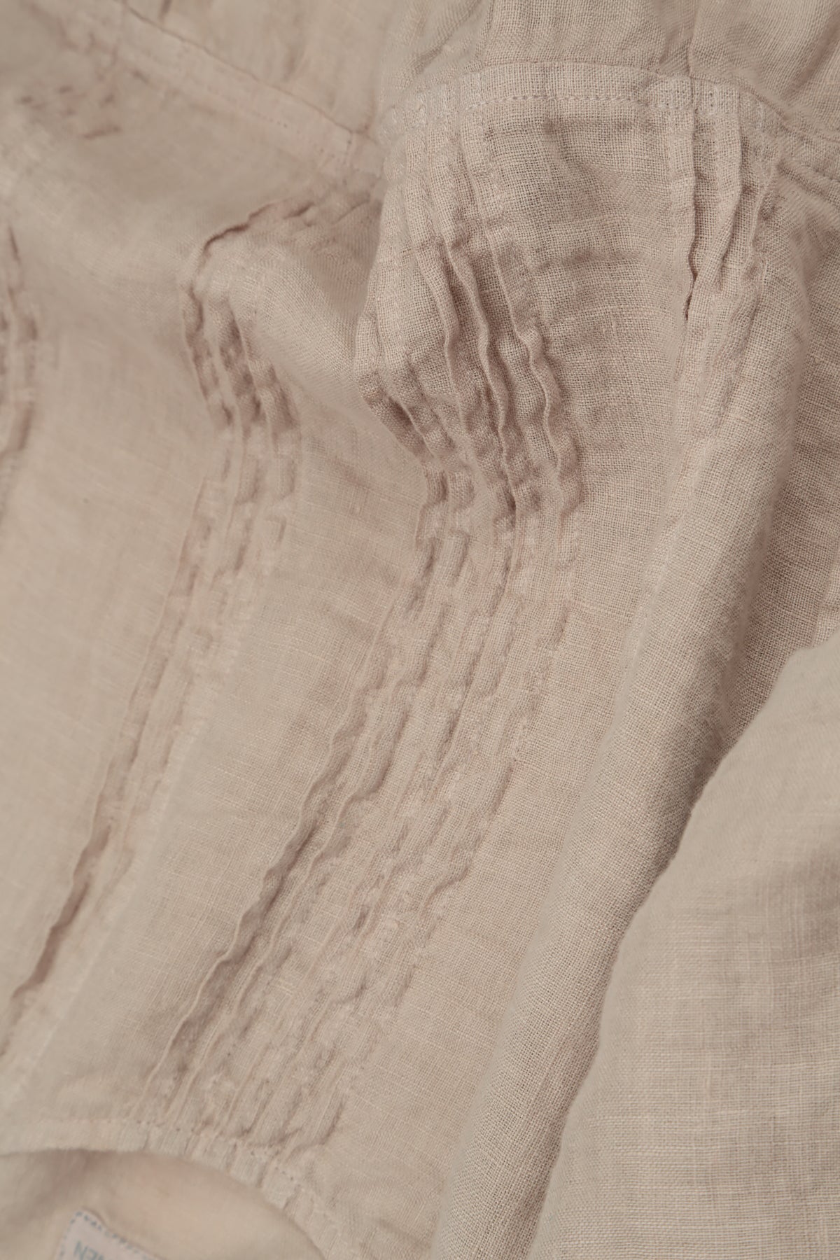 Pin Tucks Frayed Hem Beige Linen Dress 5