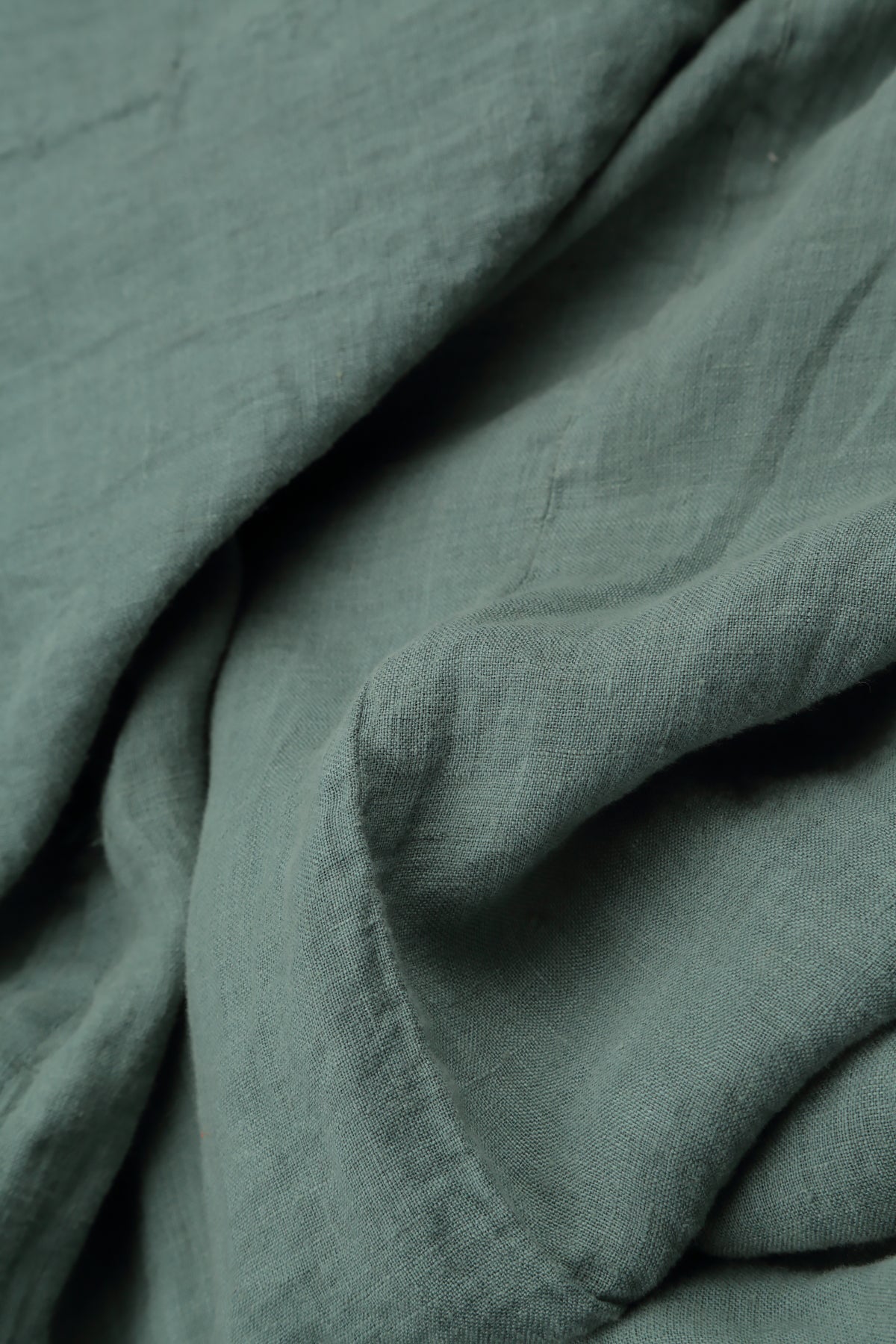 Pin Tucks Frayed Hem Sage Linen Dress 5