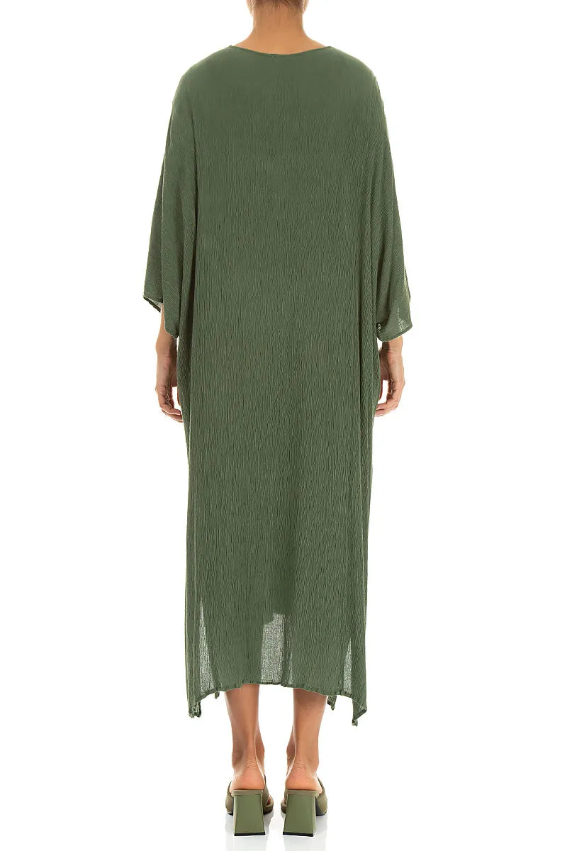 Abnäher Salbeifarbener Seidenviskose-Kleid