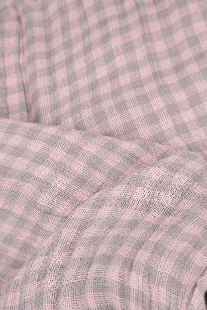 Pink Check Linen Jacket Blouse 5