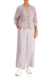 Pink Check Linen Jacket Blouse 5