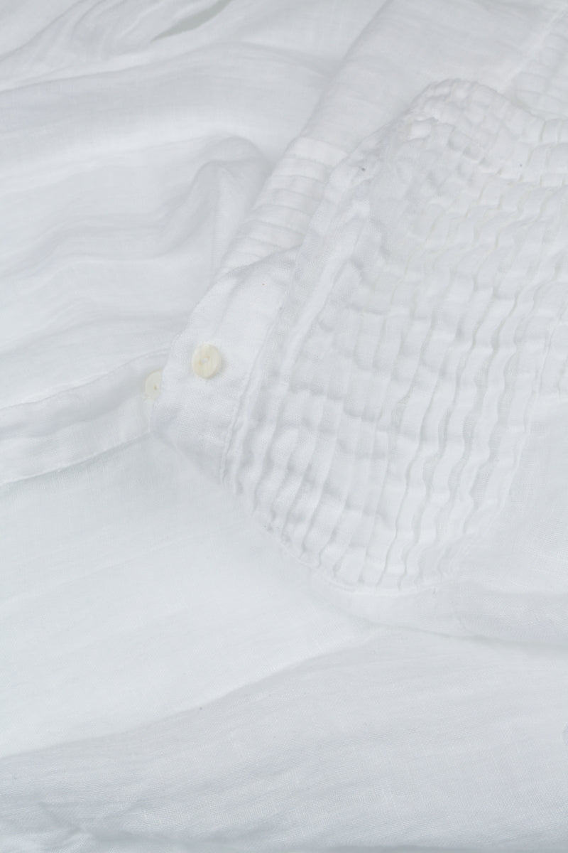 Pintuck Detail White Gauze Linen Shirt 5