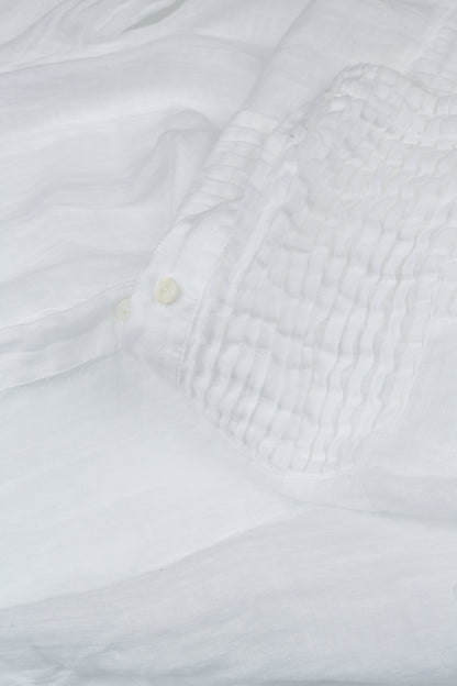 Pintuck Detail White Gauze Linen Shirt 5