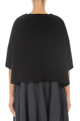 Pintuck Front Black Linen Cardigan 2