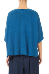 Pintuck Front Cobalt Blue Linen Cardigan 2