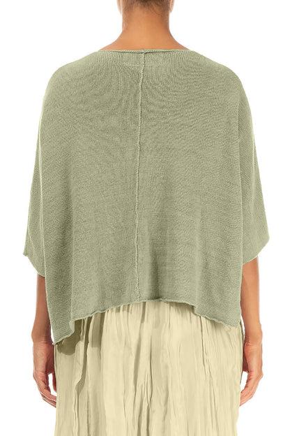 Pintuck Front Laurel Green Linen Cardigan 2