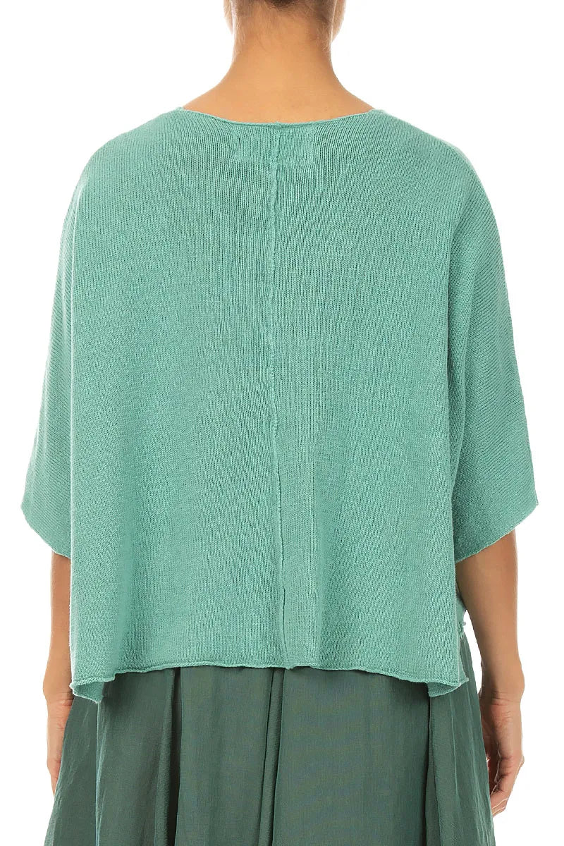 Pintuck Front Mint Linen Cardigan 2